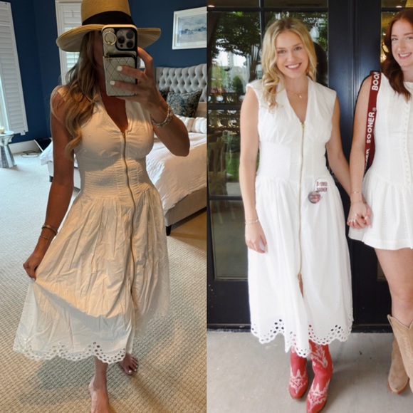 The Tommie Cap Sleeve Smocked Front Zip Shirt Dress Eyelet trim edition - Picture 2 of 13